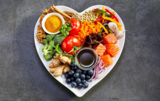 Healthy Food on a heart shaped plate